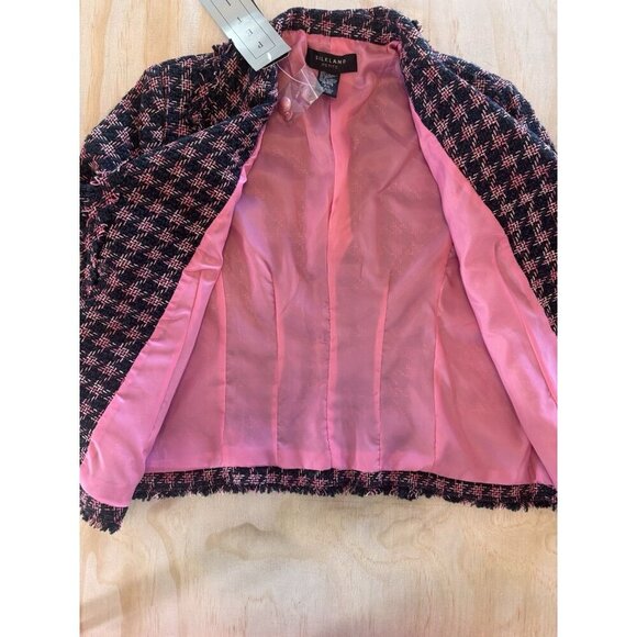 NWT Silkland Petite Tweed Jacket Women’s Large LP Pink Silk Blend Raw Hem Career - Picture 8 of 13